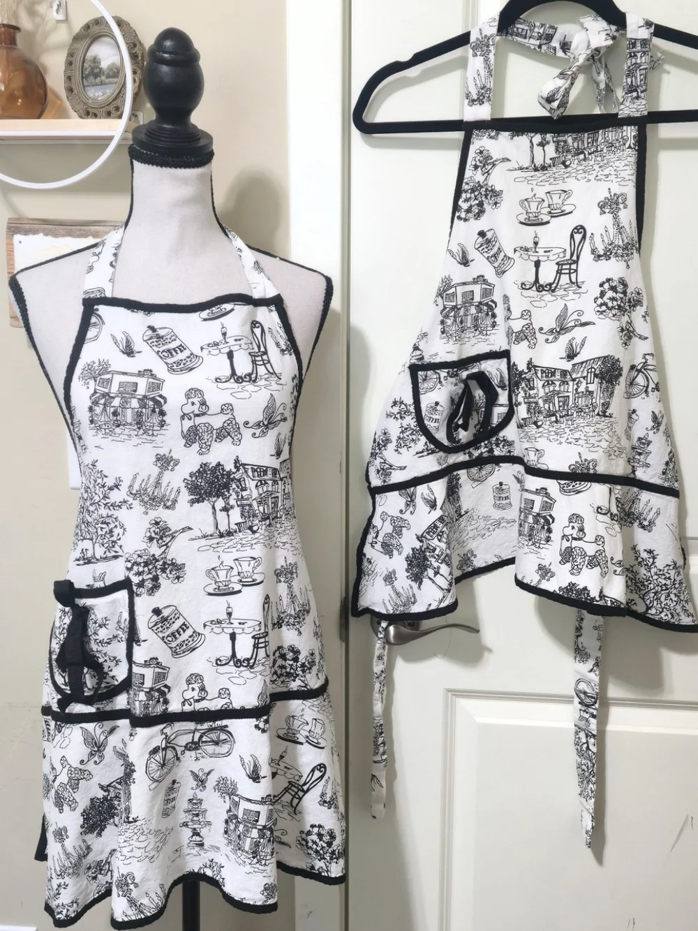 Boston Color French Country Poodle Café Aprons Adult Child Se Cotton Baking Tea